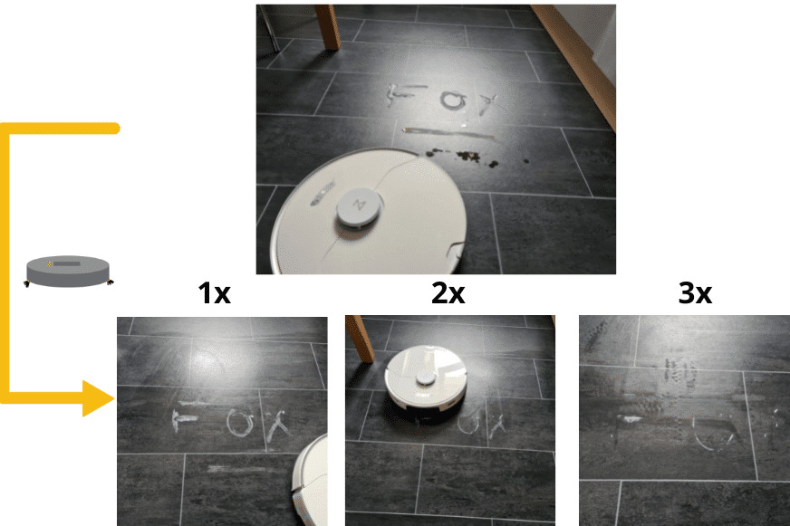 The Roborock S7 Pro Ultra's mopping test result on the PVC floor is clearly displayed.