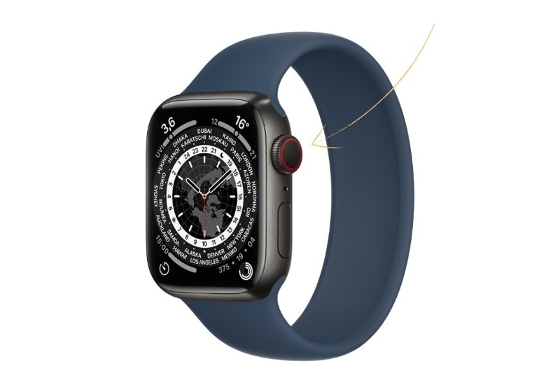You can see the Digital Crown of the Apple Watch.