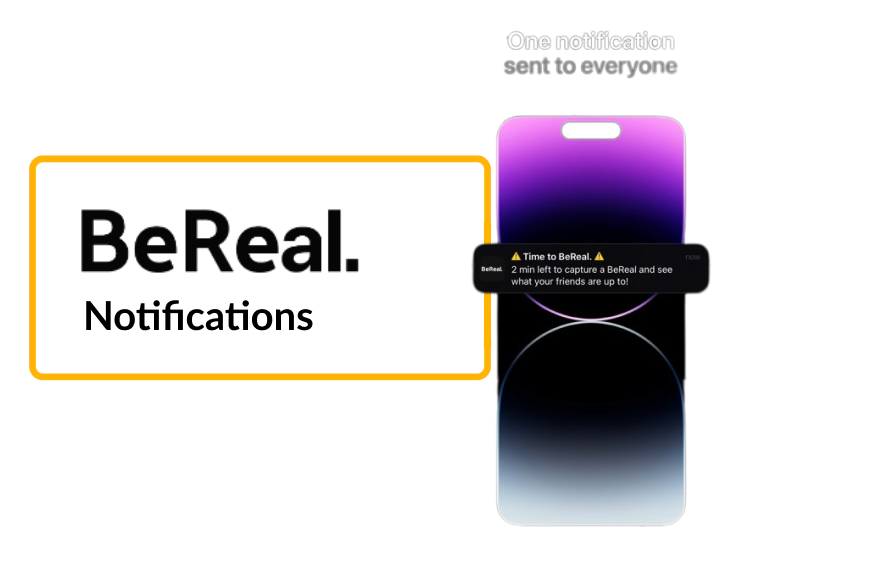 A graphic showing the notification function on BeReal.