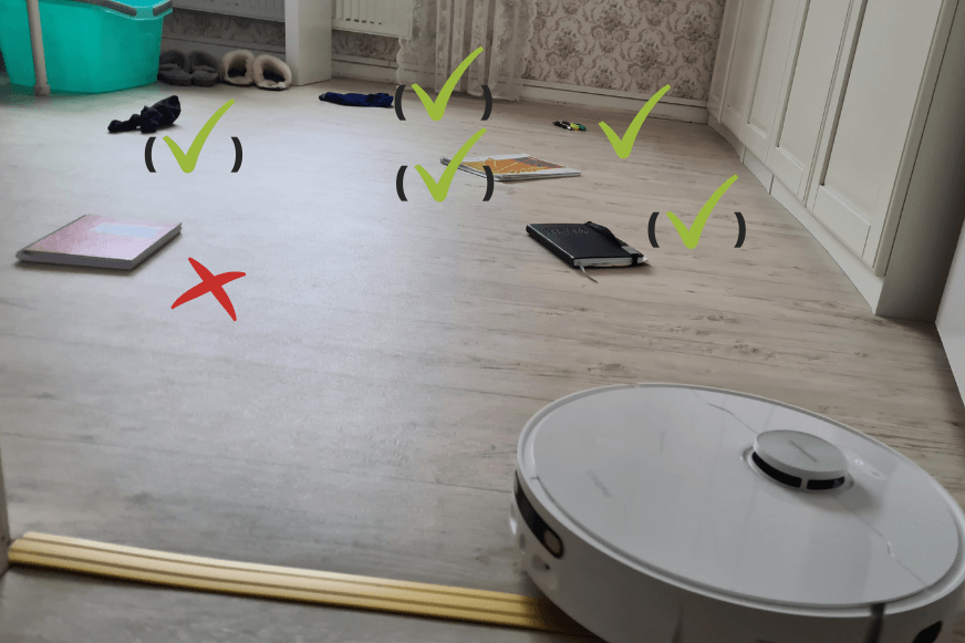 The result of the Dreame L10s Ultra's obstacle detection test on flat objects can be seen.