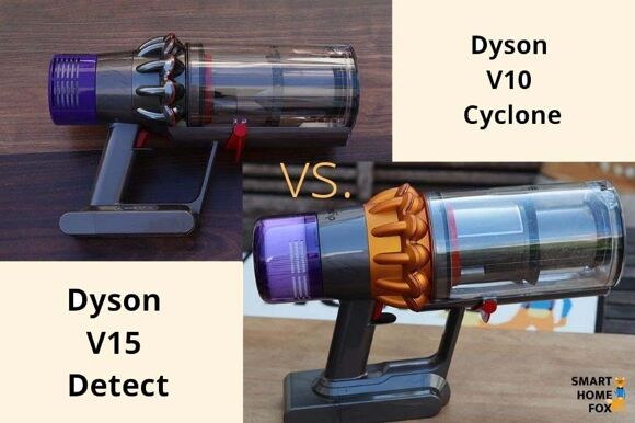 Dyson V10 Cyclone Absolute and Dyson V15 Detect Absolute in one picture