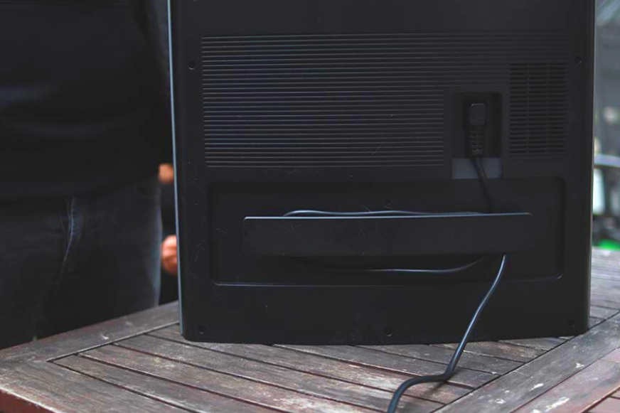 The Ecovacs Deebot X1 OMNI's cable management system is shown in close-up.