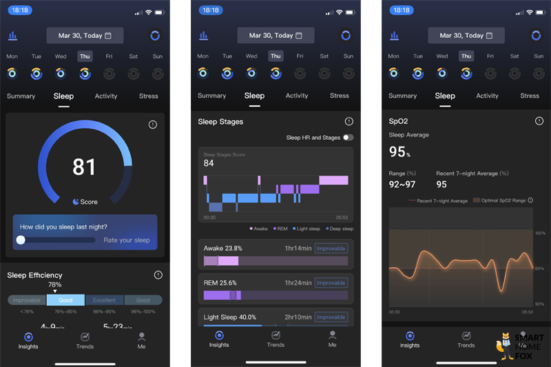 RingConn app sleep features