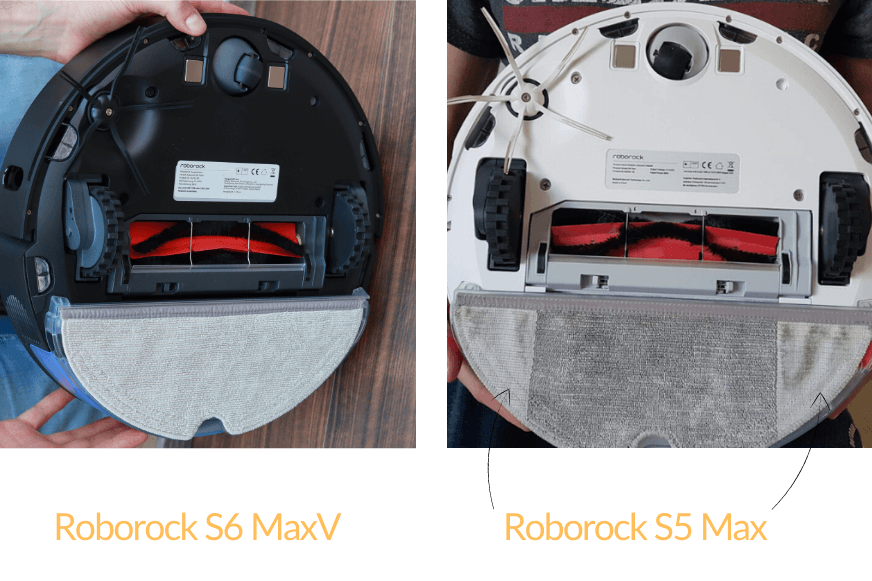 Roborock S6 MaxV's mop reaches across the entire width of the mopping plate.