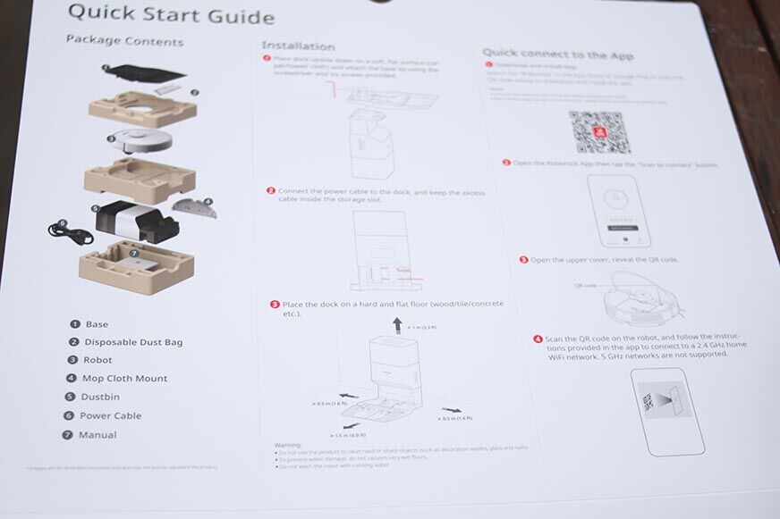 The Roborock Q7 Max's quick start guide is shown close-up.