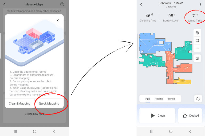 The Roborock S7 MaxV Ultra's quick mapping process can be observed in the mobile app.