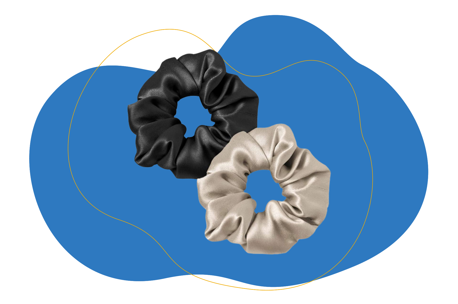 You can see the silk hair ties.