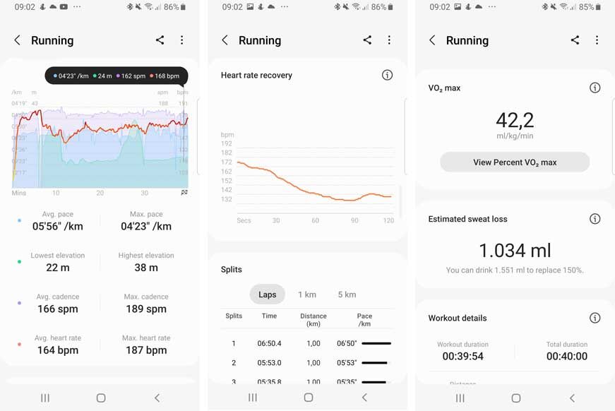 You can see different recorded data in the app.