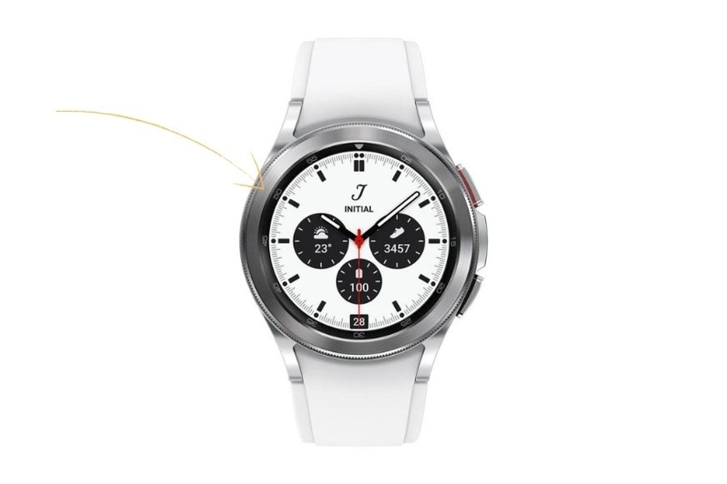 You can see the bezel of the Samsung Galaxy Watch 4 Classic.