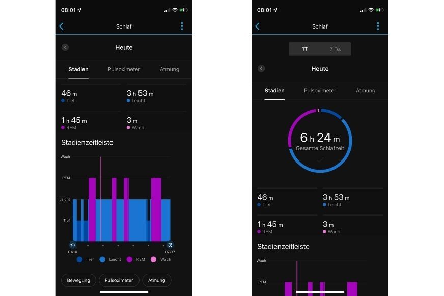 You can see the recorded sleep data in the app.