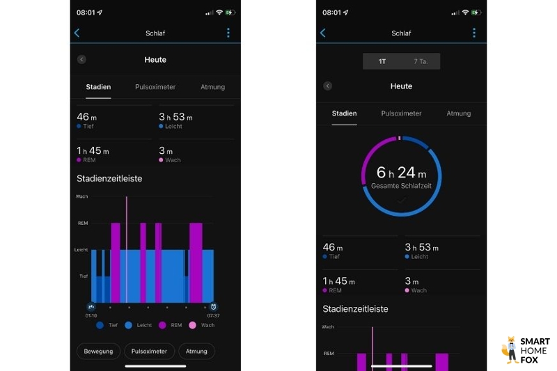 You can see the recorded sleep data in the app.