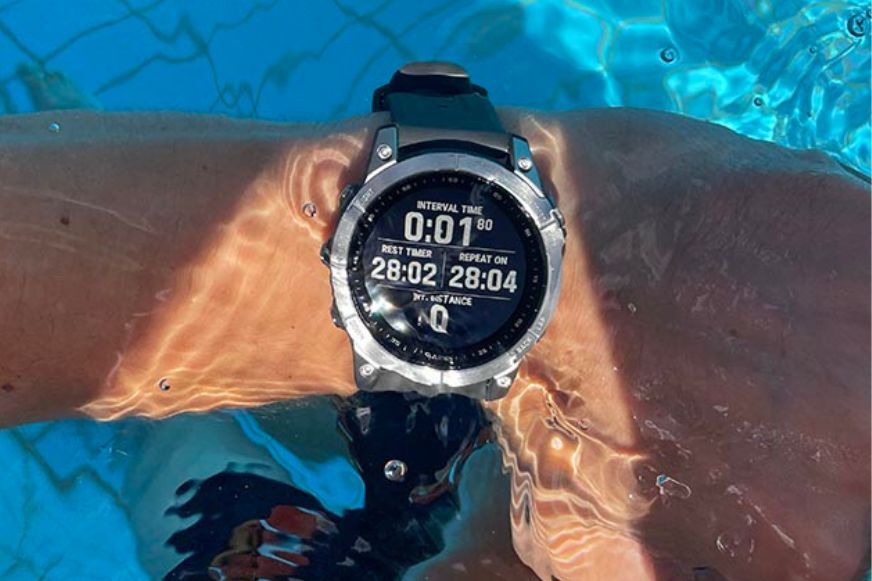 The Samsung Galaxy Watch 4 being worn while swimming.