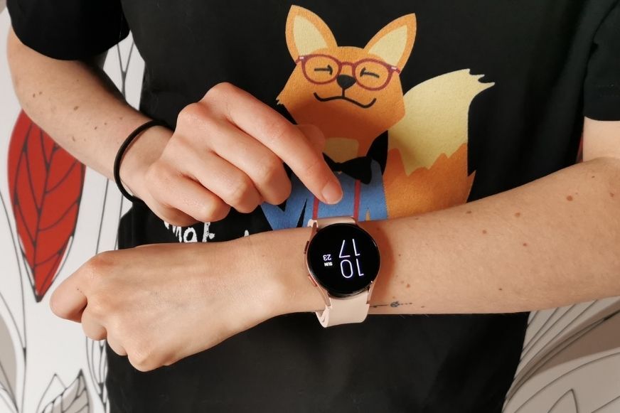 The Samsung Galaxy Watch 4 is seen being tested.